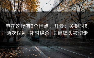 申花这场有3个怪点，开云：关键时刻两次误判+补时绝杀+关键镜头被切走