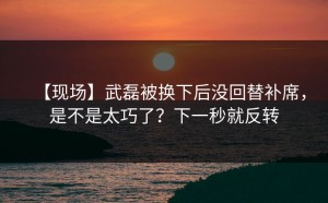 【现场】武磊被换下后没回替补席，是不是太巧了？下一秒就反转