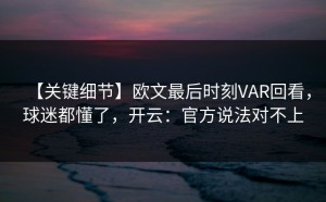 【关键细节】欧文最后时刻VAR回看，球迷都懂了，开云：官方说法对不上