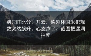 别只盯比分，开云：德超杯国米犯规数突然飙升，心态炸了，截图把漏洞拍死