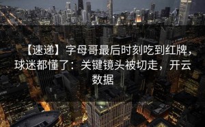【速递】字母哥最后时刻吃到红牌，球迷都懂了：关键镜头被切走，开云数据