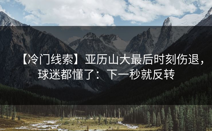 【冷门线索】亚历山大最后时刻伤退，球迷都懂了：下一秒就反转