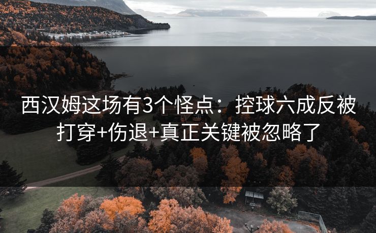 西汉姆这场有3个怪点：控球六成反被打穿+伤退+真正关键被忽略了
