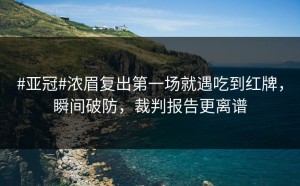 #亚冠#浓眉复出第一场就遇吃到红牌，瞬间破防，裁判报告更离谱