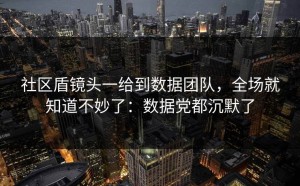社区盾镜头一给到数据团队，全场就知道不妙了：数据党都沉默了