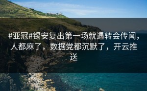 #亚冠#锡安复出第一场就遇转会传闻，人都麻了，数据党都沉默了，开云推送