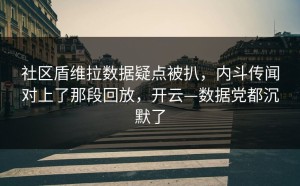 社区盾维拉数据疑点被扒，内斗传闻对上了那段回放，开云—数据党都沉默了