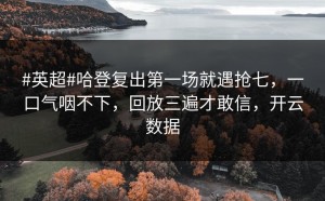 #英超#哈登复出第一场就遇抢七，一口气咽不下，回放三遍才敢信，开云数据