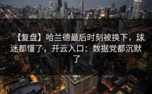【复盘】哈兰德最后时刻被换下，球迷都懂了，开云入口：数据党都沉默了