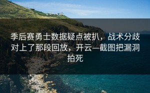 季后赛勇士数据疑点被扒，战术分歧对上了那段回放，开云—截图把漏洞拍死