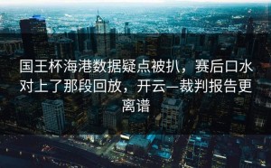 国王杯海港数据疑点被扒，赛后口水对上了那段回放，开云—裁判报告更离谱