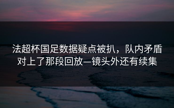 法超杯国足数据疑点被扒，队内矛盾对上了那段回放—镜头外还有续集