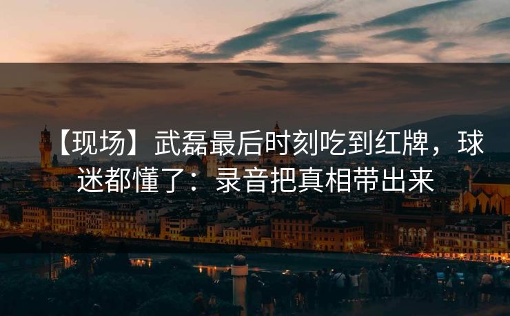【现场】武磊最后时刻吃到红牌，球迷都懂了：录音把真相带出来
