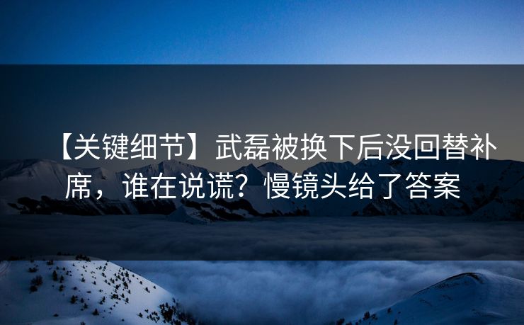 【关键细节】武磊被换下后没回替补席，谁在说谎？慢镜头给了答案